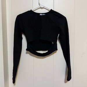 Black Long-Sleeve Cropped Top - Women